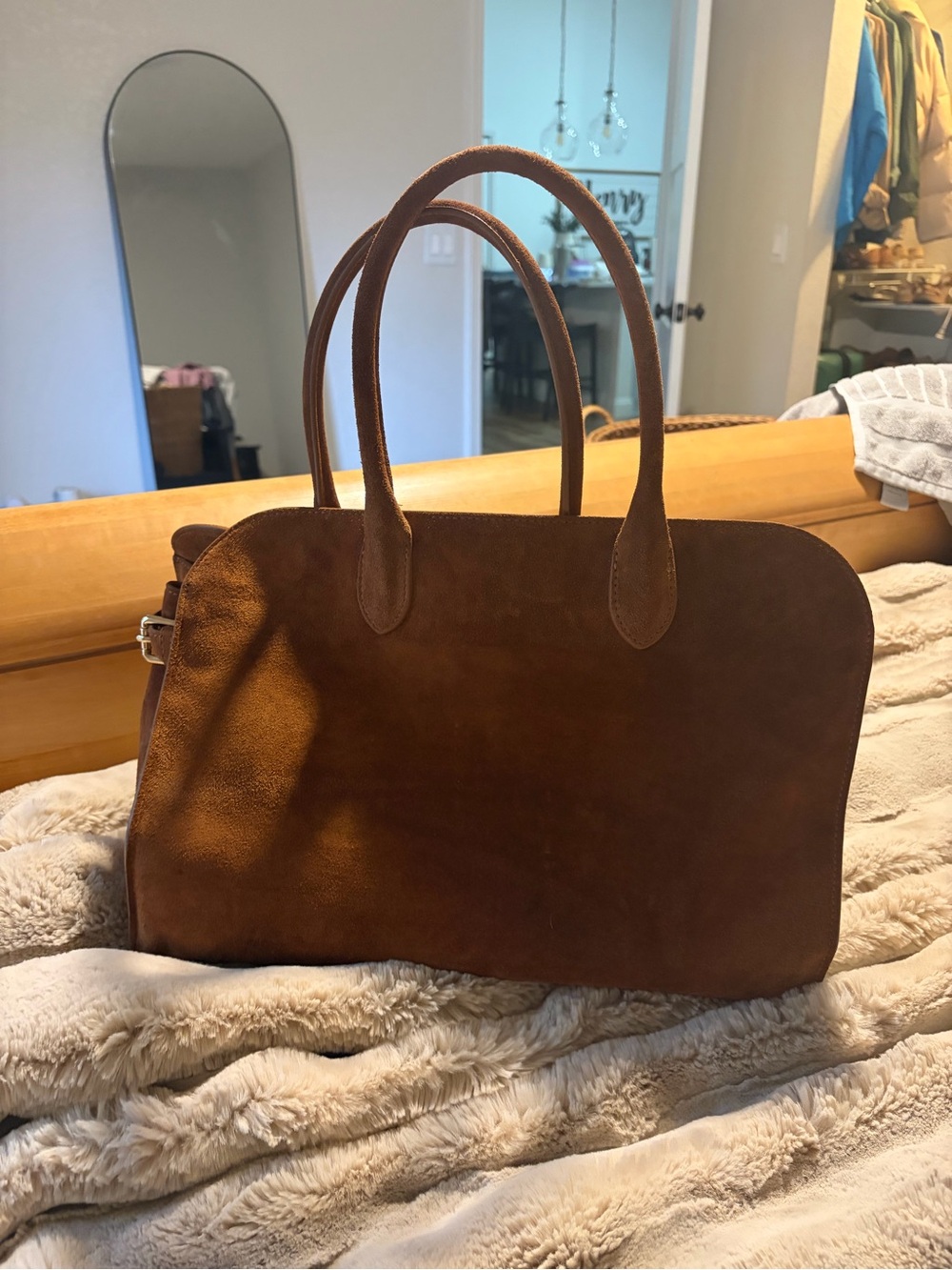 Classic Brown Suede Tote Bag
